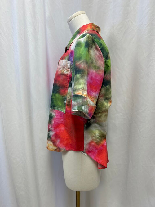 Abstract Printed Short Sleeve Blouse