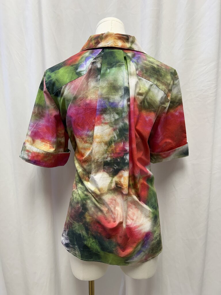 Abstract Printed Short Sleeve Blouse