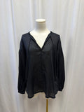 Weekend Max Mara Linen and Cotton V-Neck Blouse w/ Tassel