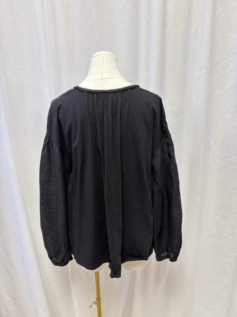 Weekend Max Mara Linen and Cotton V-Neck Blouse w/ Tassel