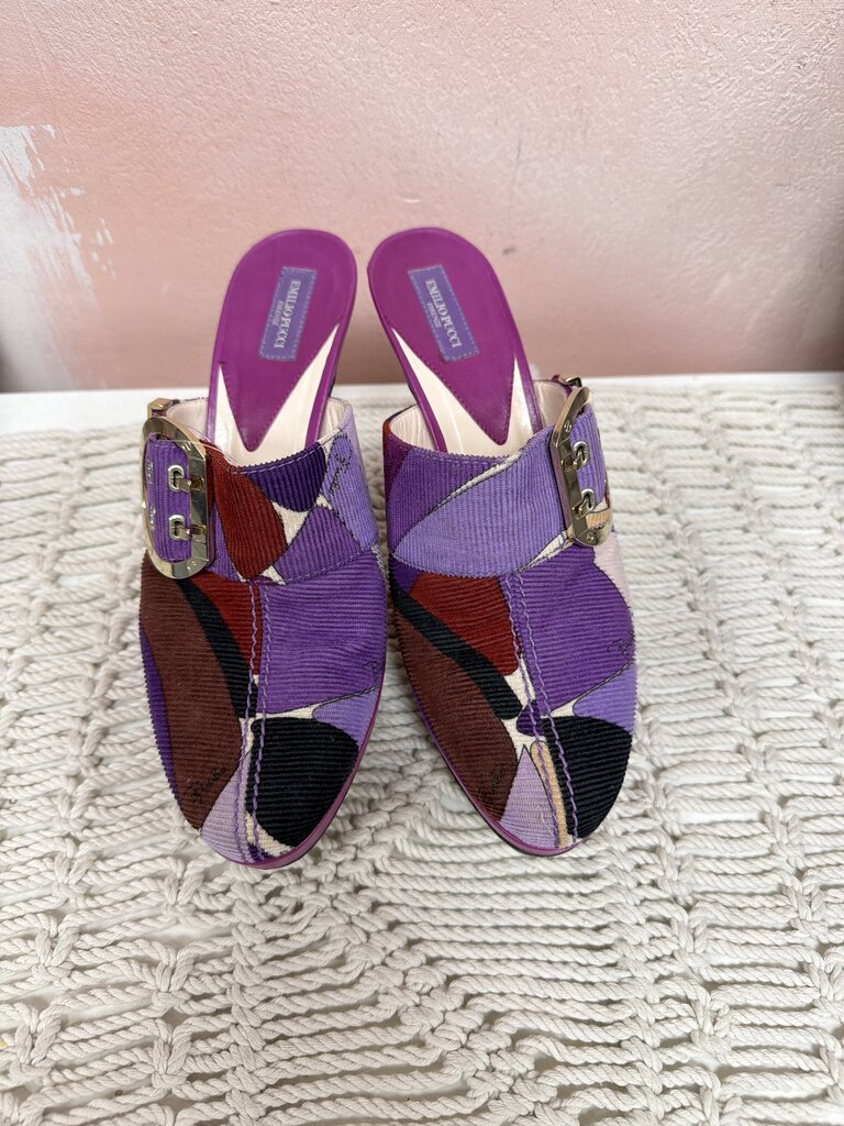 Pucci Multi Color Corduroy Mule