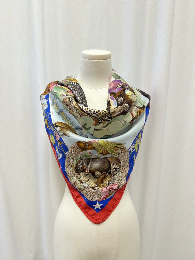 Hermes "Faune Et Flore Du Texas" Silk Scarf by Kermit Oliver w/ Box (Collectors Item)
