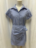 Maeve Pinstriped Wrap Button Up Dress