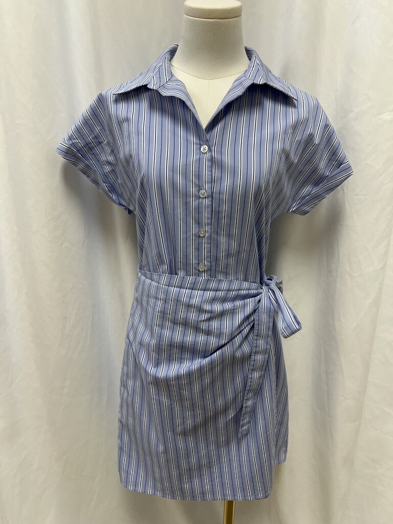 Maeve Pinstriped Wrap Button Up Dress