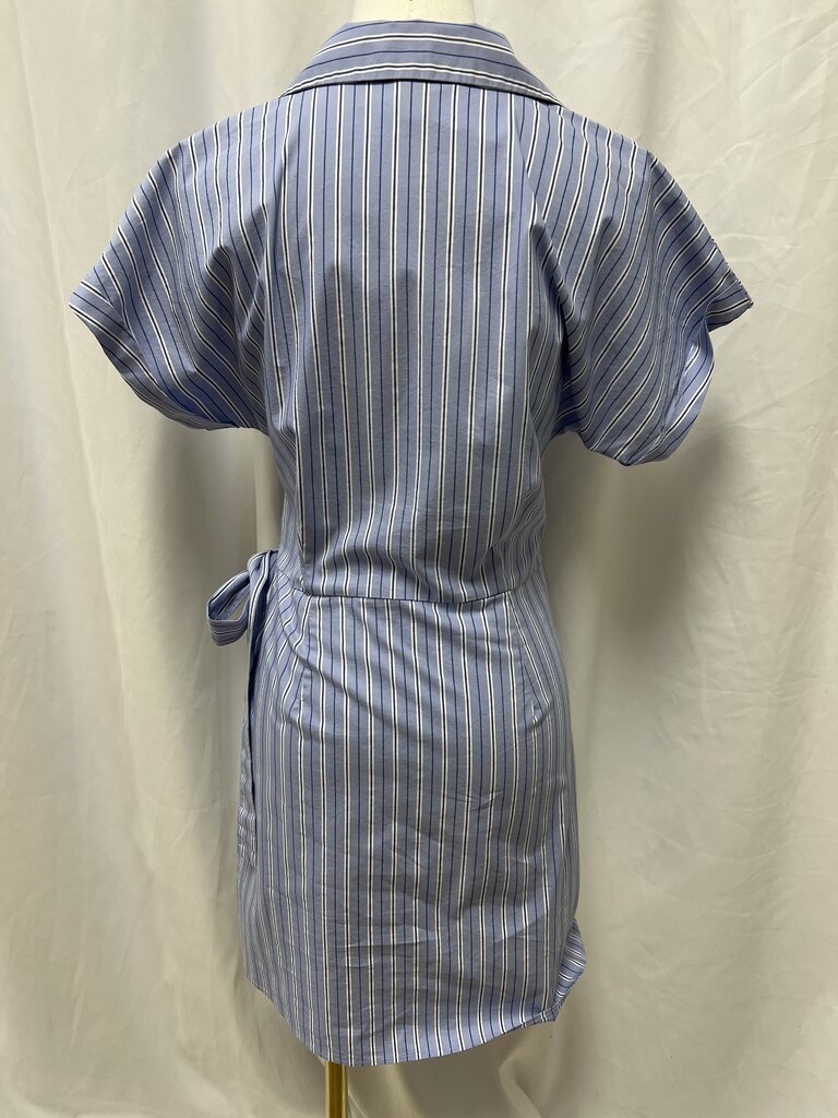 Maeve Pinstriped Wrap Button Up Dress