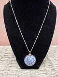 Michaela Frey Blue Floral Locket w/ Sterling Silver Chain