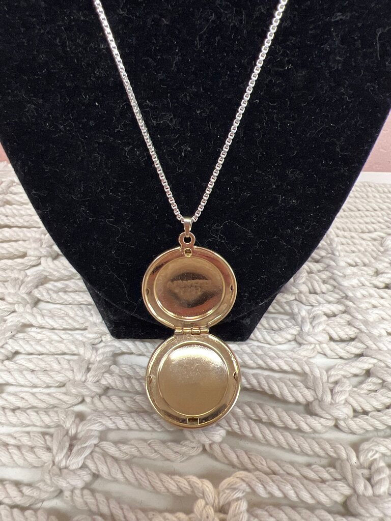Michaela Frey Blue Floral Locket w/ Sterling Silver Chain