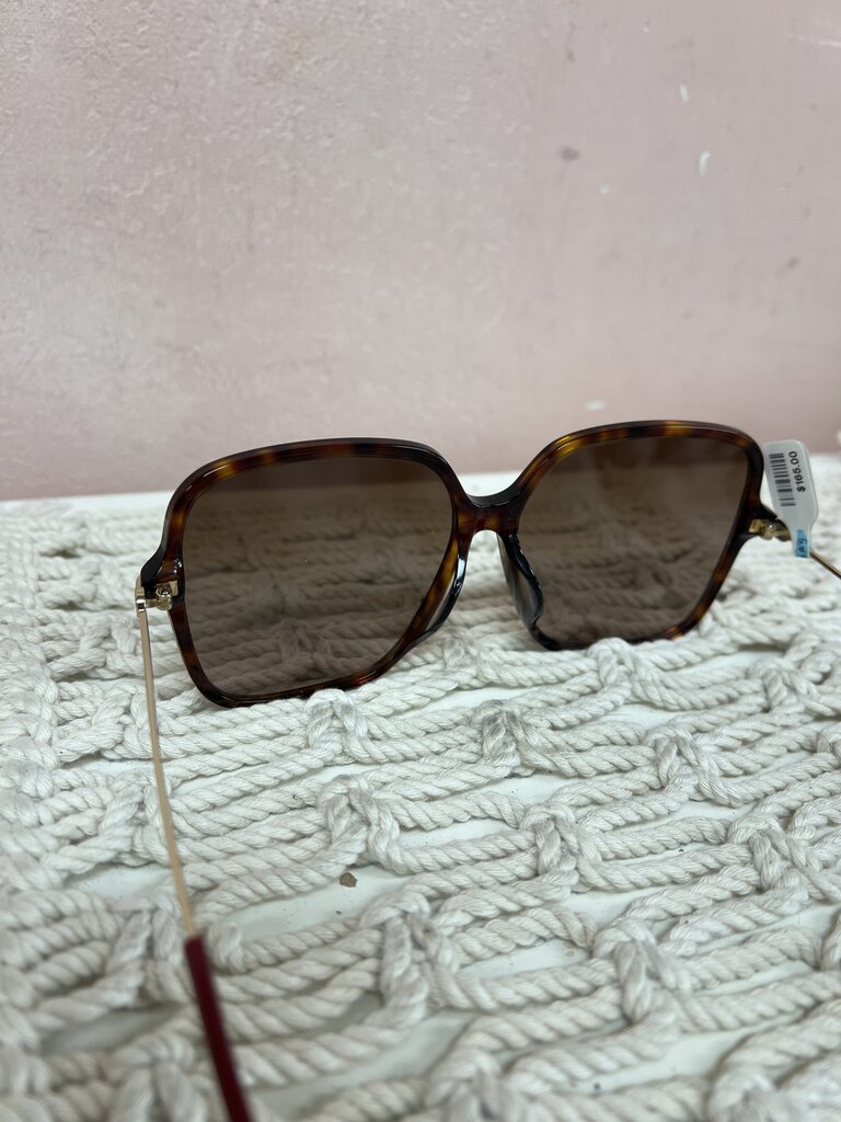 Gucci Oversized Square Frame Tortoise Shell Sunglasses w/ Case and Dustbag
