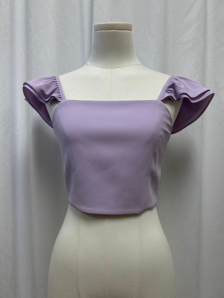 Alice + Olivia Ruffle Sleeve Crop Top