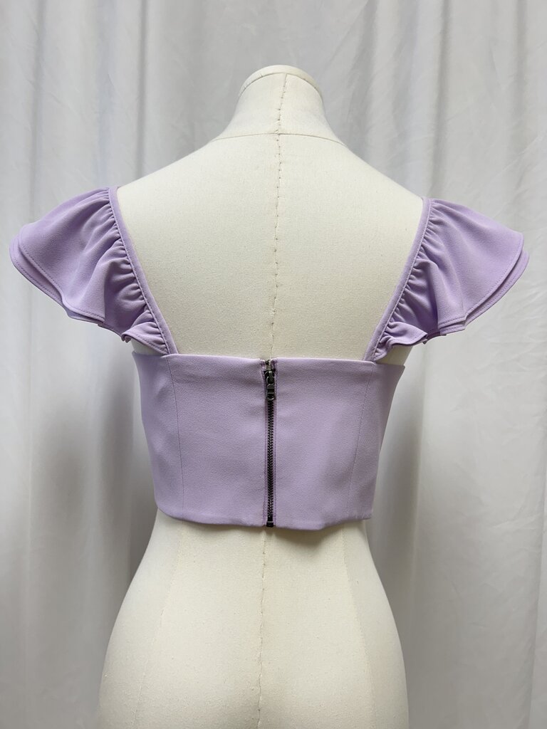 Alice + Olivia Ruffle Sleeve Crop Top