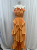 Amur Strappless Pleated Tulip Dress