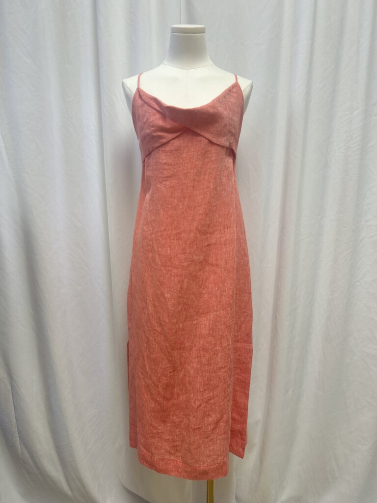 Matthew Burch Linen Cowl Neck Maxi Dress