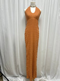 Camila Coelho Crinkle Halter Top Chain Necklace Maxi Dress