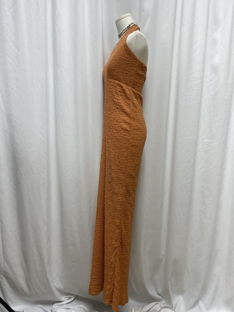 Camila Coelho Crinkle Halter Top Chain Necklace Maxi Dress