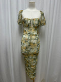 Alamour Rose Print Fitted Maxi Dress