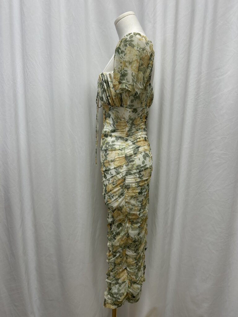 Alamour Rose Print Fitted Maxi Dress