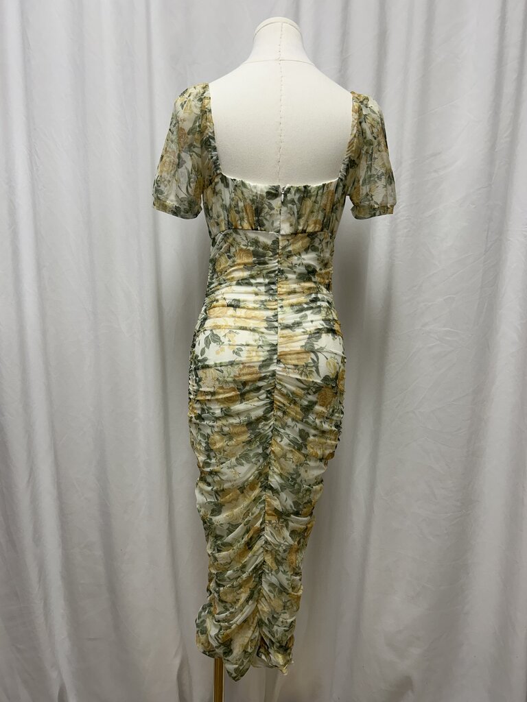 Alamour Rose Print Fitted Maxi Dress