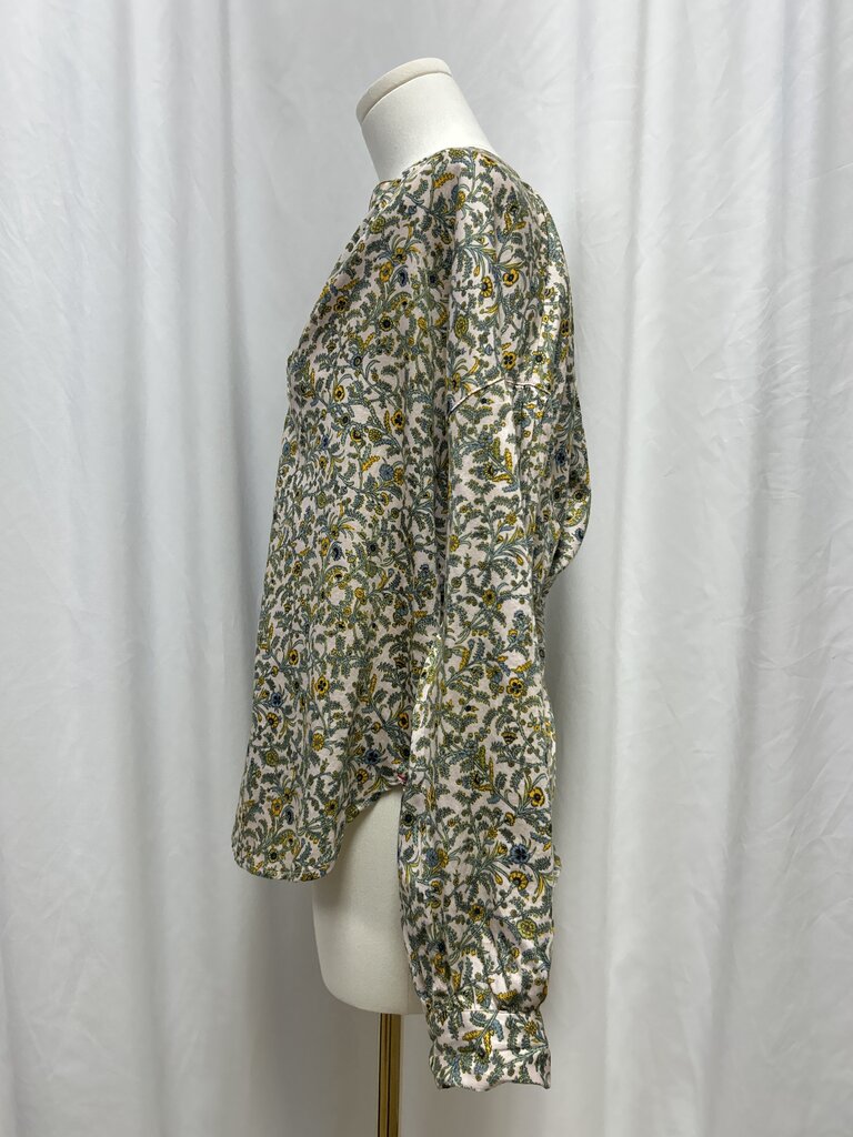 Xirena Cotton Long Sleeve Floral V-Neck Top