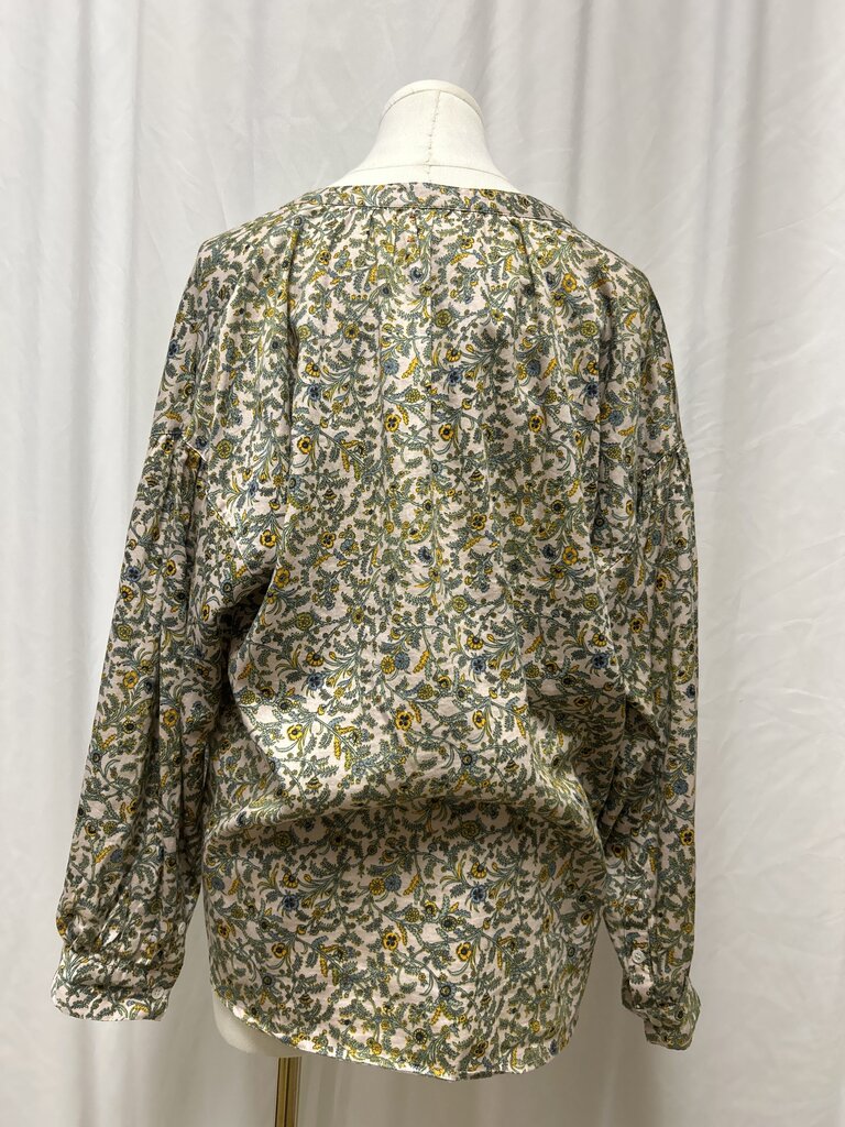 Xirena Cotton Long Sleeve Floral V-Neck Top