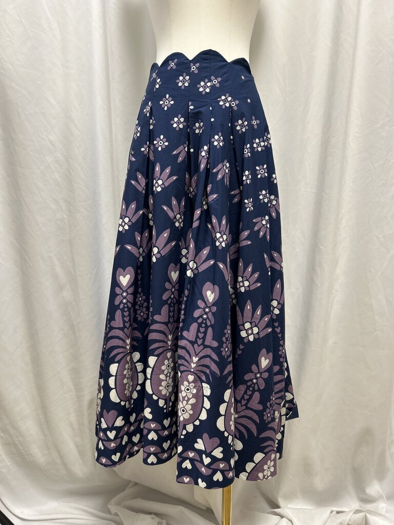 Farm Rio Scalloped Waist Floral Maxi Skirt