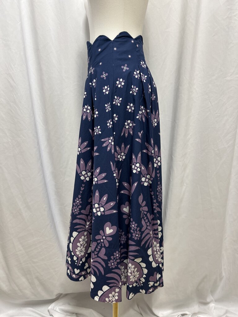 Farm Rio Scalloped Waist Floral Maxi Skirt
