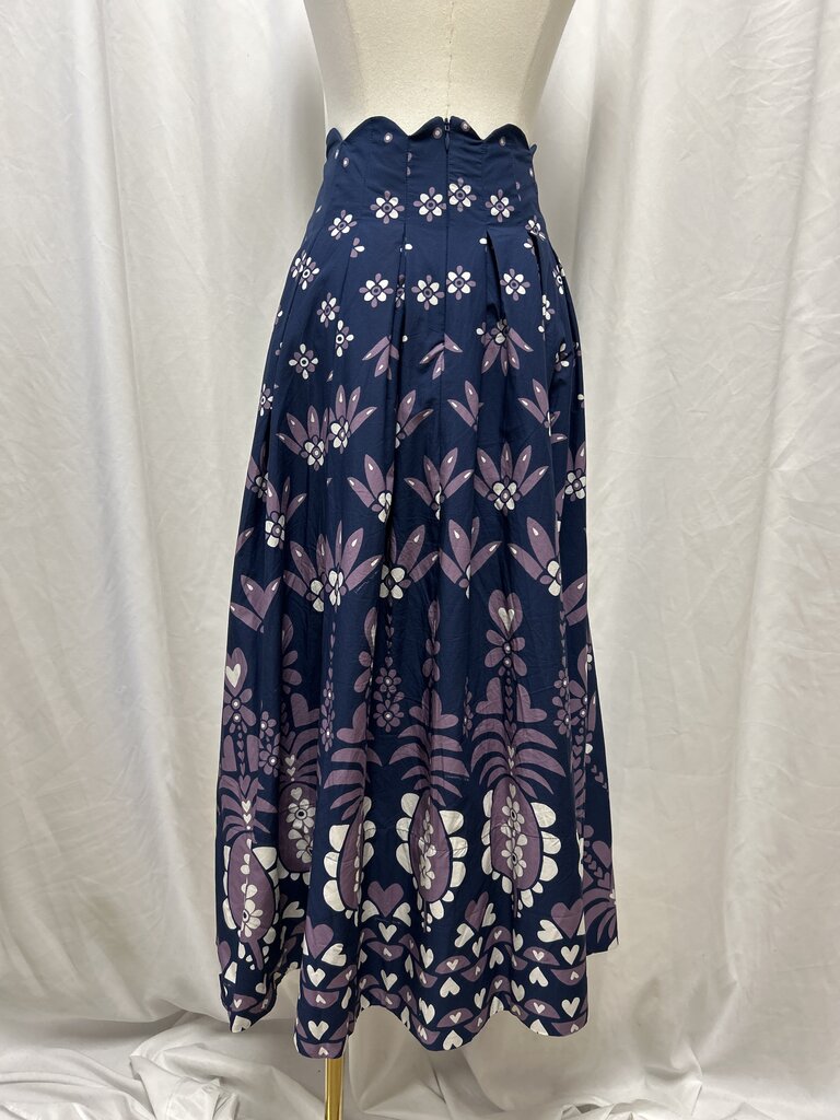 Farm Rio Scalloped Waist Floral Maxi Skirt