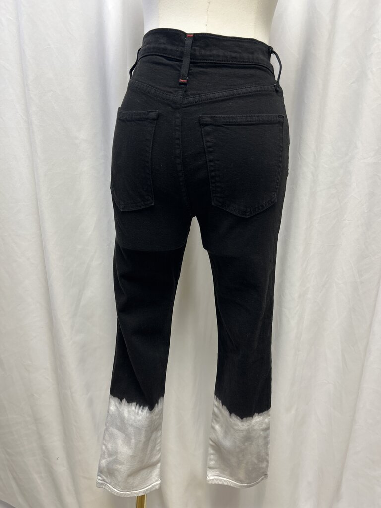 Alice + Olivia Bleached Hem Black Jean