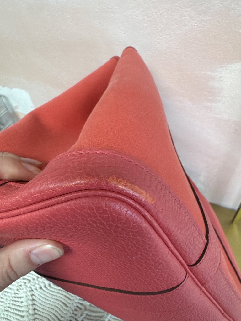 Hermes Red Garden Party Toile and Leather 30 Tote w/ Box/Dust Bag