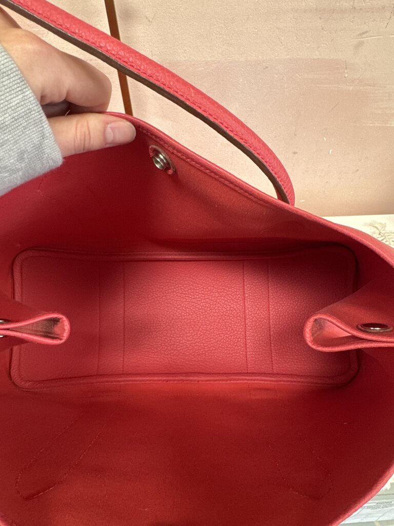 Hermes Red Garden Party Toile and Leather 30 Tote w/ Box/Dust Bag