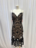 ML Monique Lhuillier Lace Cutout Tank Midi Dress