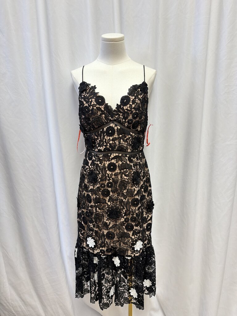 ML Monique Lhuillier Lace Cutout Tank Midi Dress