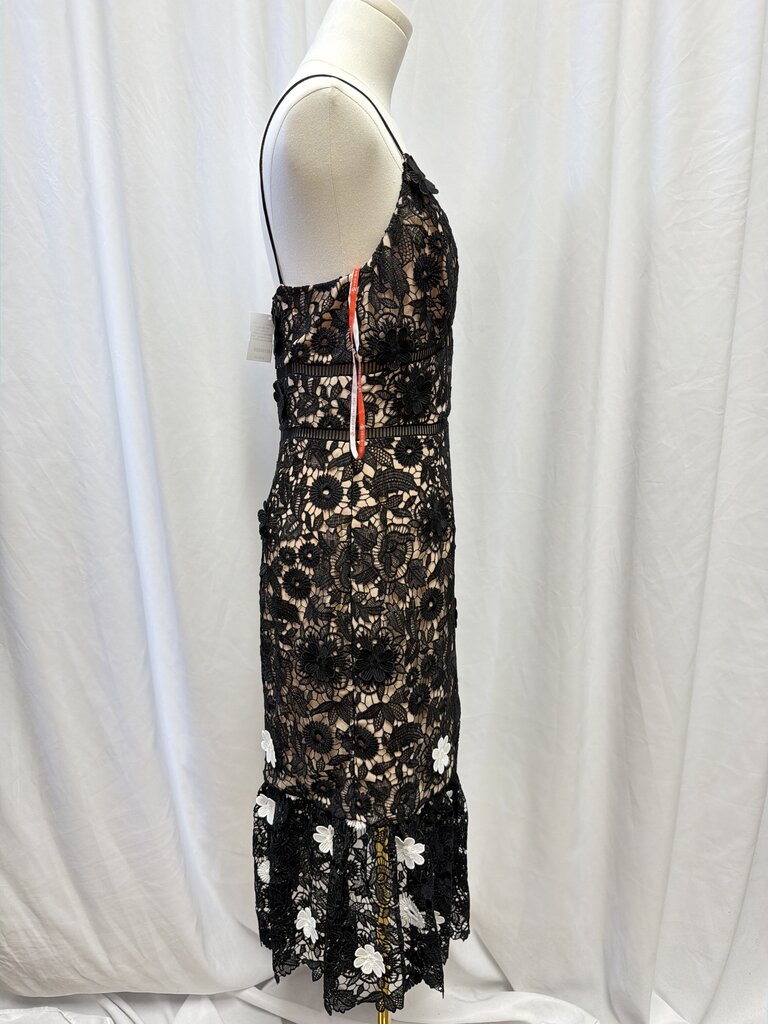 ML Monique Lhuillier Lace Cutout Tank Midi Dress