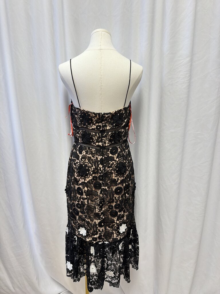 ML Monique Lhuillier Lace Cutout Tank Midi Dress