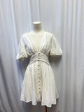 Anthropologie Linen Blend Puff Sleeve Mini Dress
