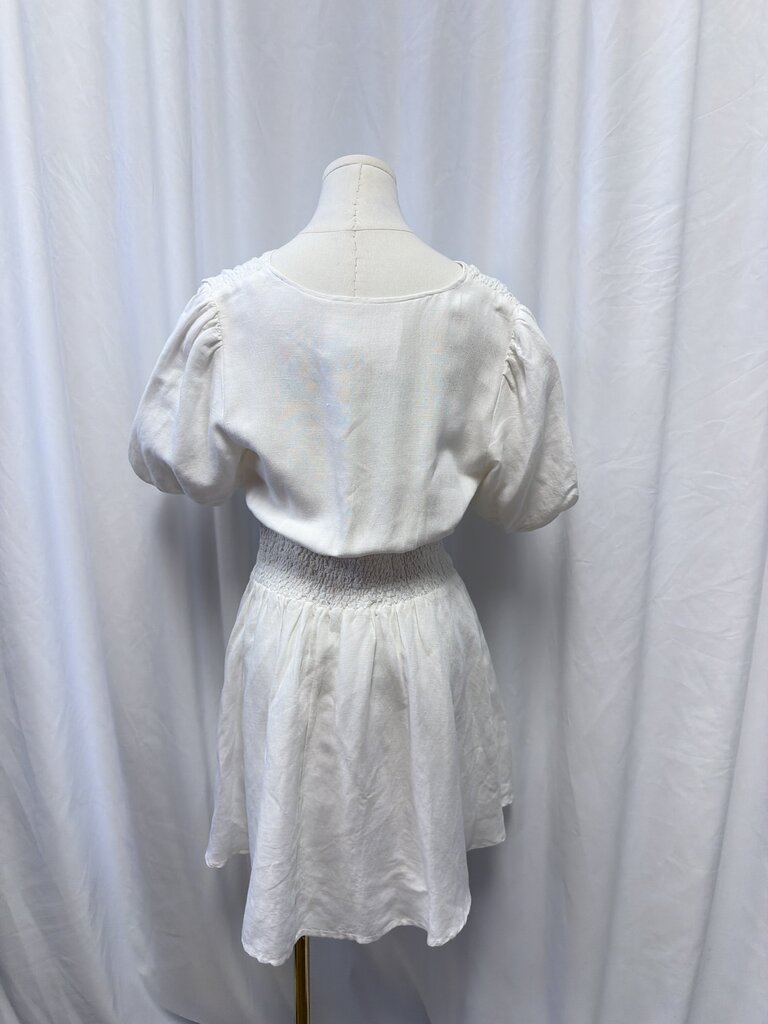 Anthropologie Linen Blend Puff Sleeve Mini Dress