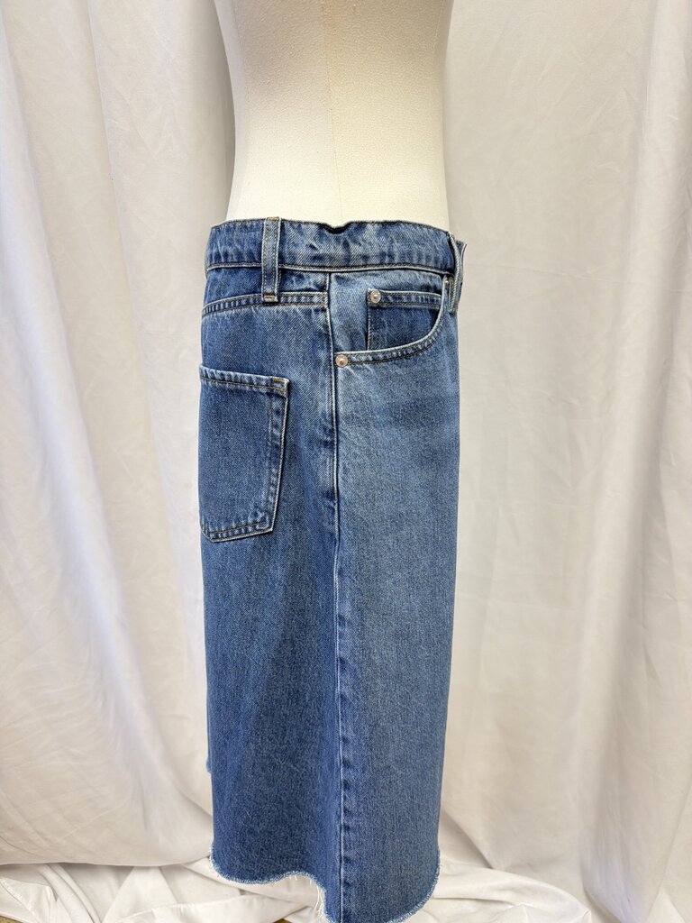 Frame Patchwork Mid Length Jean Skirt