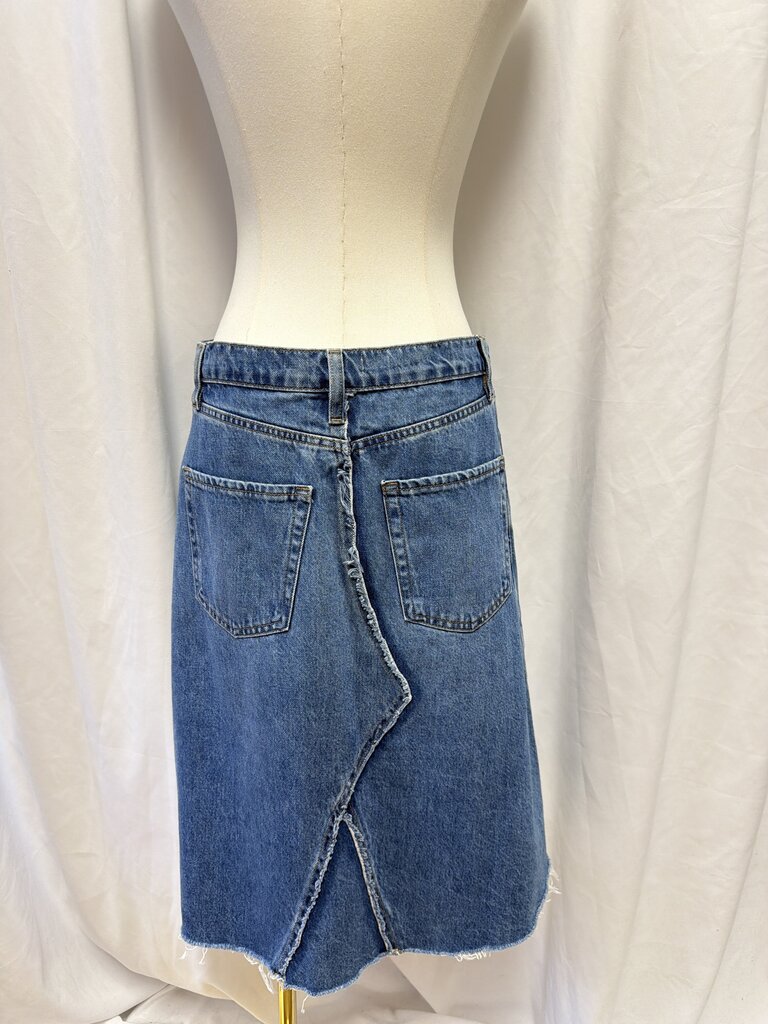 Frame Patchwork Mid Length Jean Skirt