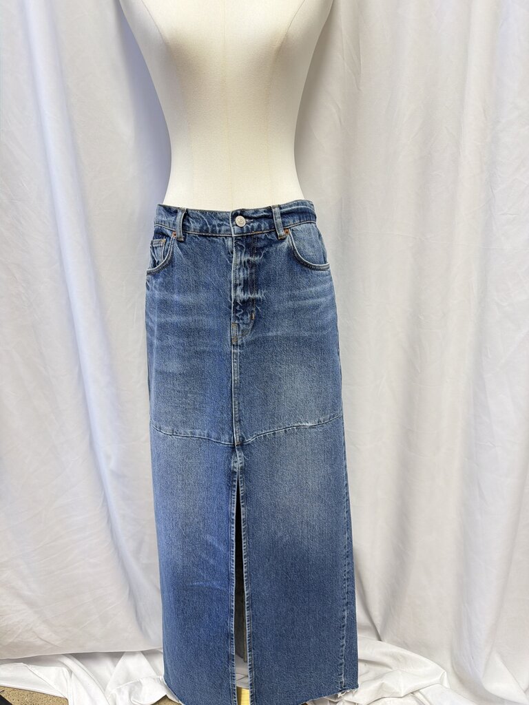 Reformation Medium Wash Denim Skirt w/ Slit