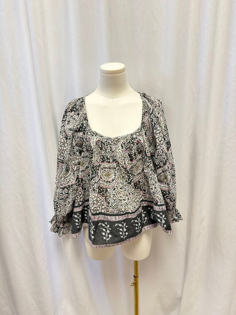 Cleobella Tie Back Puff Sleeve Printed Blouse