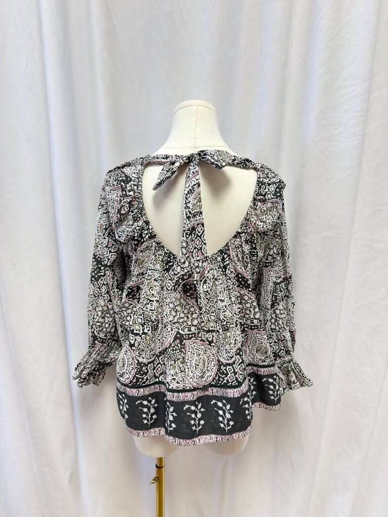 Cleobella Tie Back Puff Sleeve Printed Blouse