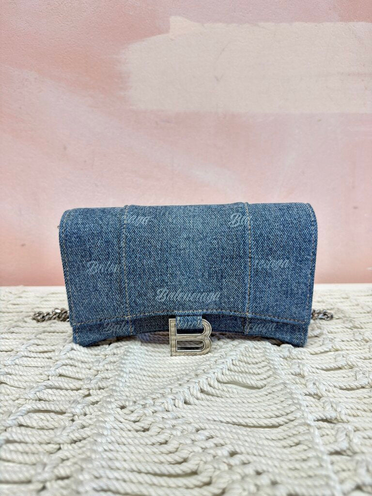 Balenciaga Denim Hourglass Wallet On Chain w/ Dustbag (comes with original tags)