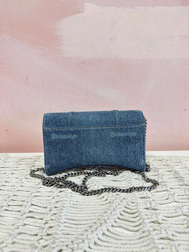 Balenciaga Denim Hourglass Wallet On Chain w/ Dustbag (comes with original tags)