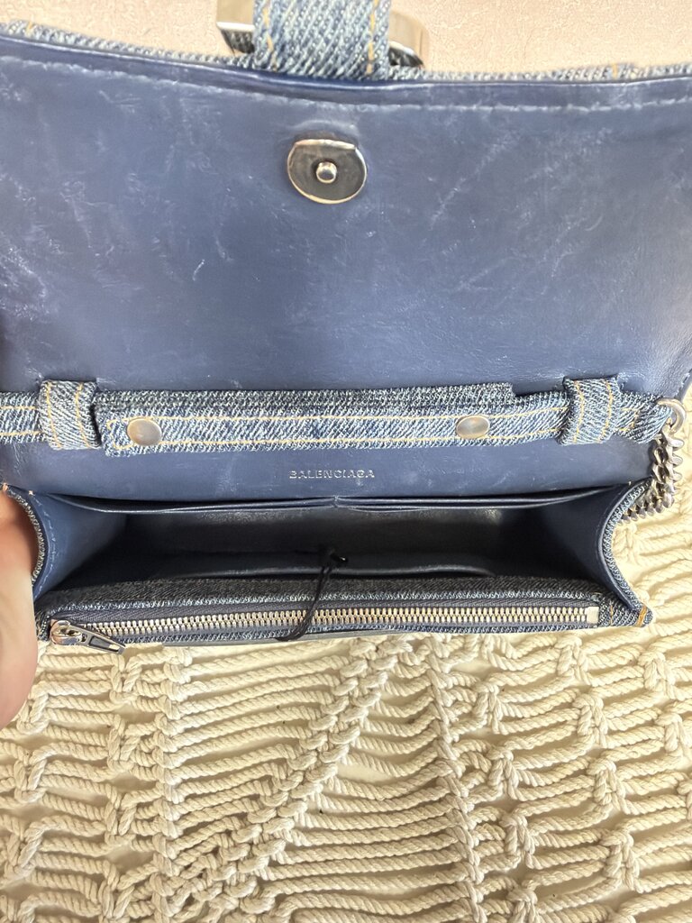 Balenciaga Denim Hourglass Wallet On Chain w/ Dustbag (comes with original tags)