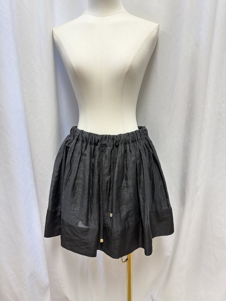 Sandro Linen Blend Drawstring Mini Skirt