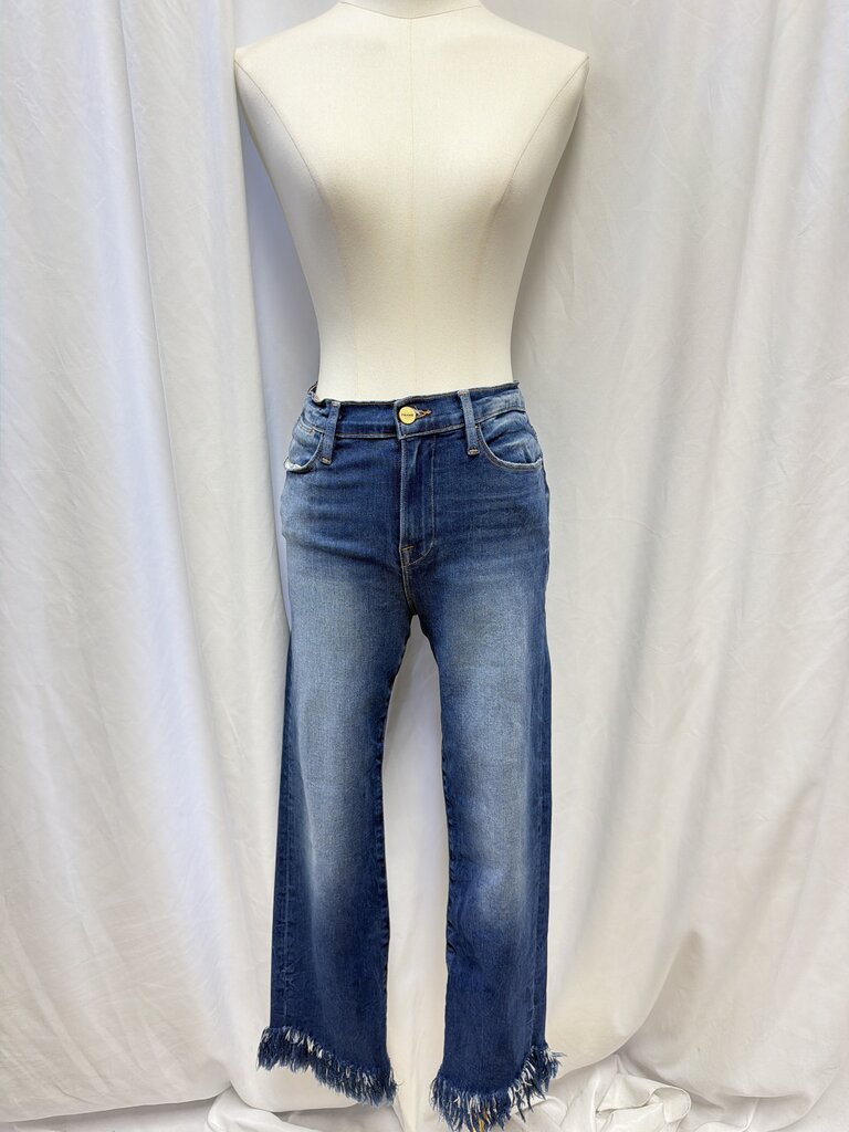 Frame Medium Wash Fringe Hem Jean