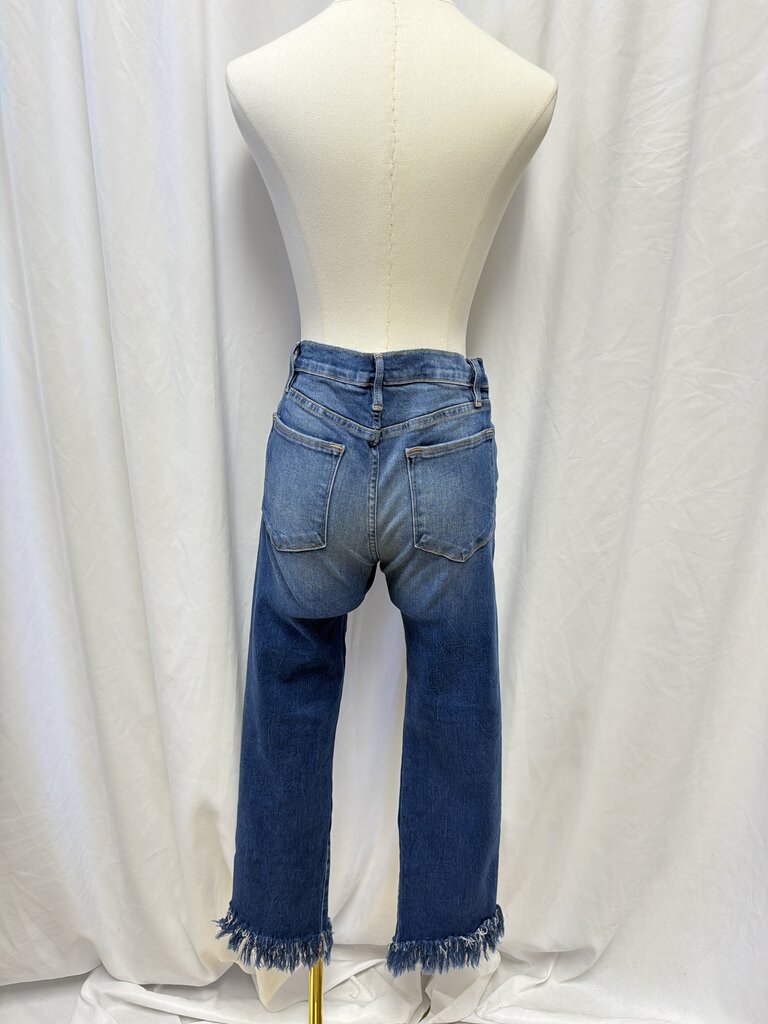 Frame Medium Wash Fringe Hem Jean