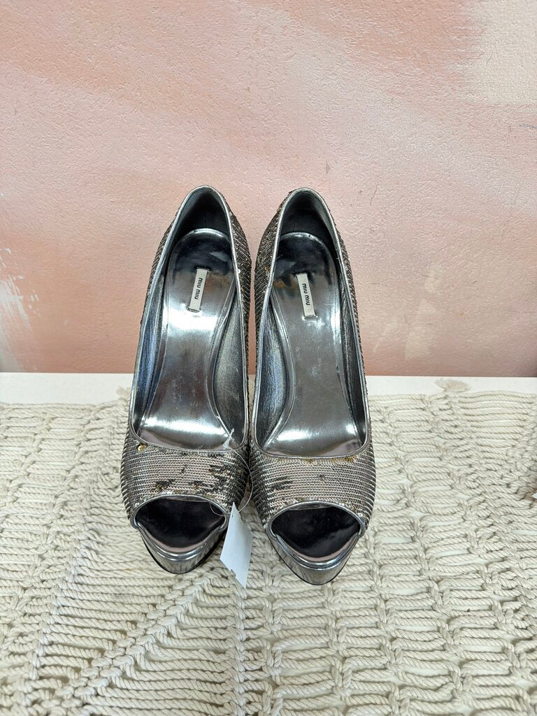 Miu Miu Sequin Platform Pumps