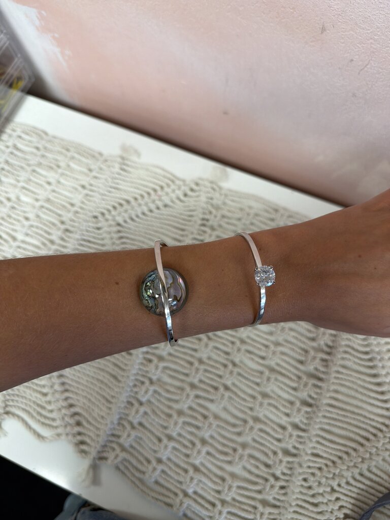 Fendi Mother of Pearl and Crystal Palladium Cuff