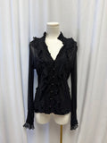 Elie Tahari Silk Lace and Ruffle Long Sleeve Top w/ Slip
