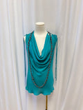 Robert Rodriguez Silk Cowl Neck Top w/ Chain Belt